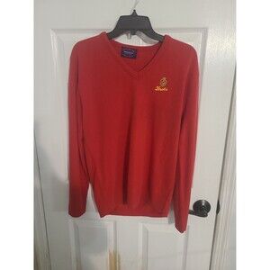 Vintage Stroh's Beer Red V Neck Sweater Embroidered Crest Dimension by Milford L